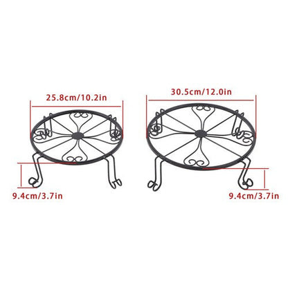 2 Pack 10" 12" Metal Plant Stands Outdoor Indoor Round Pot Stand Rustproof Black