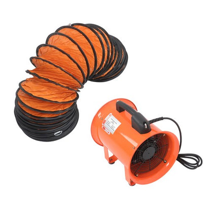 Steel Portable Blower 180W 900CFM 3450RPM 8 Inch 33ft Ducting Orange