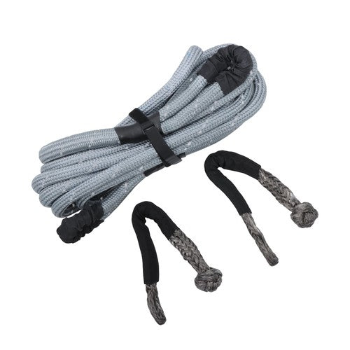 1"×30ft Gray Kinetic Recovery Rope With 2 Soft Shackles Kit 34000lbs Heavy Duty
