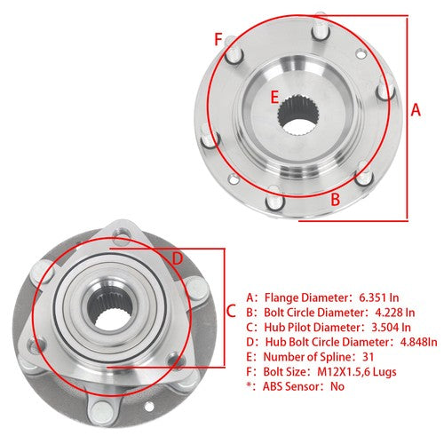 2pcs Front Wheel Bearing Hub Left Right For Hyundai Entourage Kia Sedona 515090