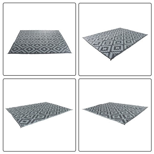 Outdoor Waterproof 9x12FT Black Gray Carpet Plastic Straw Rug For Camping Deck