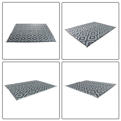 Outdoor Waterproof 9x12FT Black Gray Carpet Plastic Straw Rug For Camping Deck