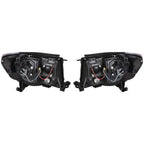 Pair Headlights Front Grille Chrome Shell W/Black Insert For 05-11 Toyota Tacoma