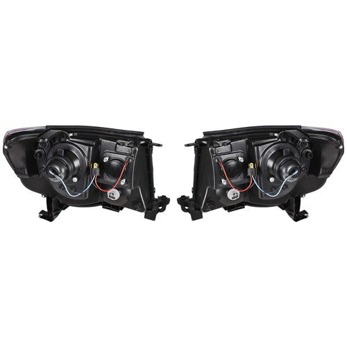 Pair Headlights Front Grille Chrome Shell W/Black Insert For 05-11 Toyota Tacoma