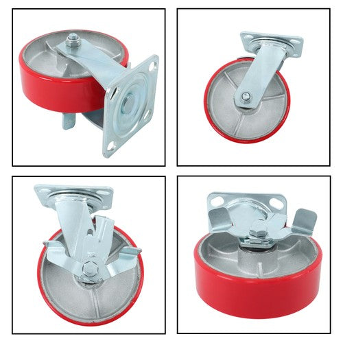 1 Pack 6" Casters Heavy Duty Industrial Caster Wheels Polyurethane Swivel Caster