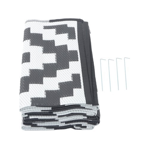8x10ft Outdoor Plastic Straw Rug For Camping Outdoor Carpet Black & White