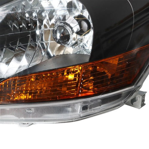 Left & Right Pair Headlights Headlamps Black Housing For Toyota Yaris 2007-2012