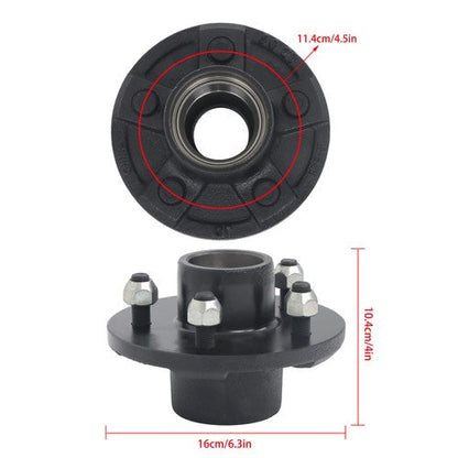 Idler Hub Round Spindle Kit Trailer Hub Kit With Bearing Kit For 5 Lug × 4.5"