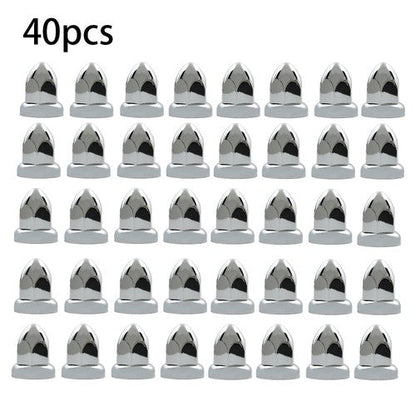 40pcs ABS Chrome 33mm Push-on Bullet Flanged Lug Nut Covers for Semi Trucks