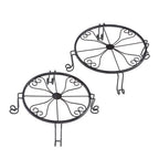 2 Pack 10" 12" Metal Plant Stands Outdoor Indoor Round Pot Stand Rustproof Black