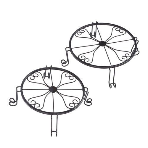 2 Pack 10" 12" Metal Plant Stands Outdoor Indoor Round Pot Stand Rustproof Black