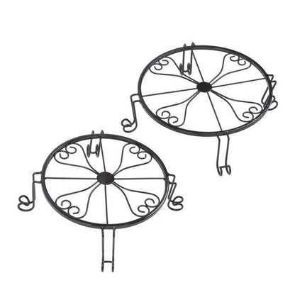 2 Pack 10" 12" Metal Plant Stands Outdoor Indoor Round Pot Stand Rustproof Black