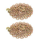 2pcs Transport Bundle Chain Steel Gold 7100lbs G80 3/8in×20ft Heavy Duty W/Hooks