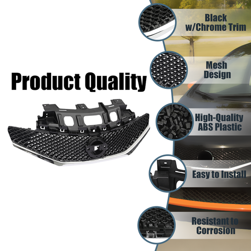 6pcs Front Bumper Upper Lower Grille+Fog Lights For 2015-2016 Nissan Versa Note