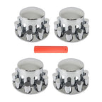 Semi Truck 33mm Chrome Wheel Axle Covers w/ Hub Caps Lug Nuts