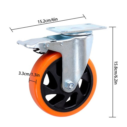 5 inch Swivel Caster Wheels with Dual Locking, Heavy Duty Castors Set of 4