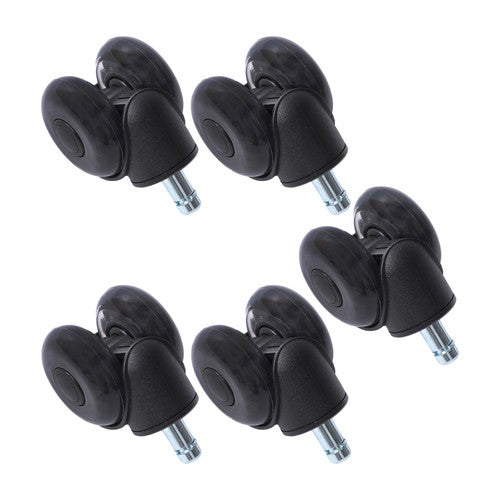 5-piece set 2" Office Chair Rubber Caster Swivel Wheels Black, 360° steering