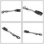 4 Pack Ratchet Strap Polyester Gray 2200lbs 1in*15ft S Hook 36' Stretch Cord*2