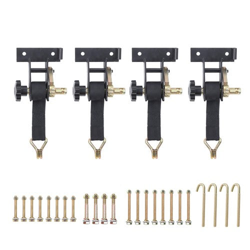 Ladder Rack Ratchet Tie Downs*4 Steel Black 500lbs 1.5in*7.5ft 1.4in Square Tube