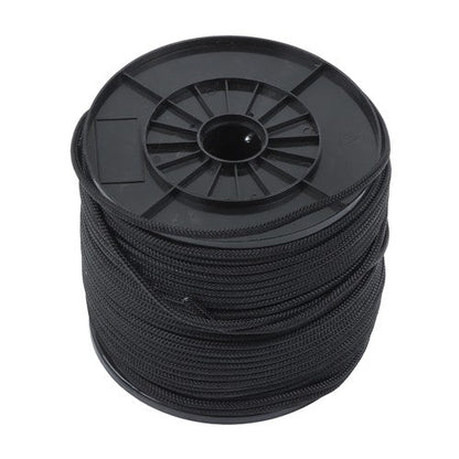 Black Nylon Solid Braid Rope High UV & Abrasion Resistance 1/4 Inch × 500ft