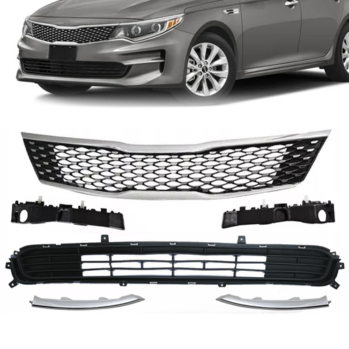 2016-2018 Kia Optima EX LX Front Grille and Bracket Kit 6-Piece