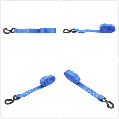 4 Pcs Steel Ratchet Strap Blue Fracture Strength 5208lbs 1.6in*15ft with S Hooks