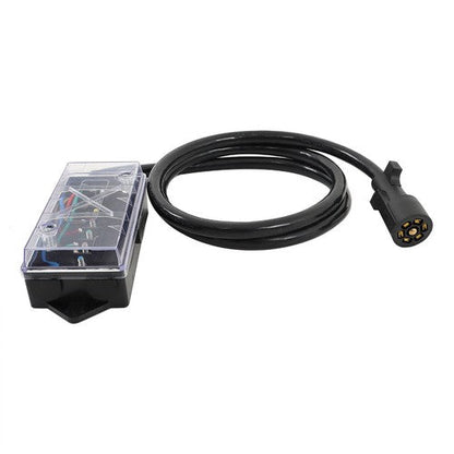 6 Ft Wiring Cable 7 Way Plug Inline Pre-Wired Trailer BLACK Cord w/Junction Box