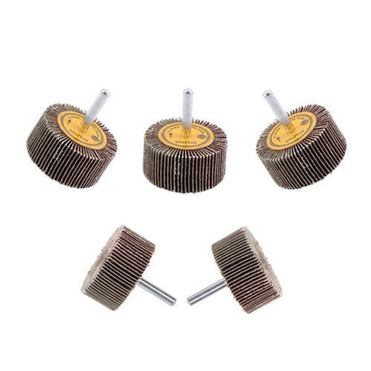 Aluminum Oxide Shank Mounted Flap Wheels, 2" x 1" x 1/4", 120 Grit - 5 Pack