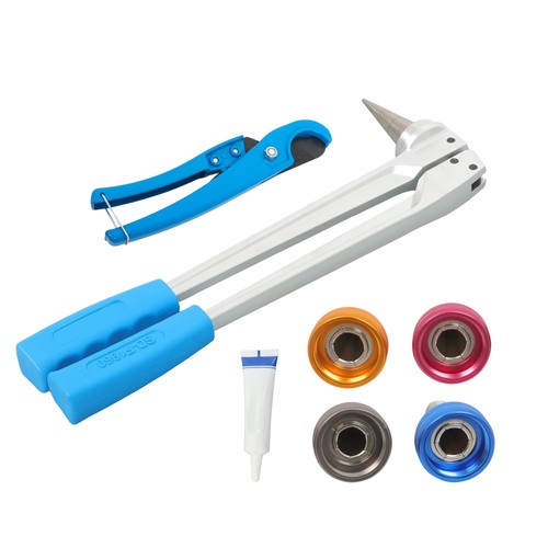 Precision Manual PEX Pipe Expander Tool Kit Expansion Heads W/ 3/8",1/2",3/4",1"