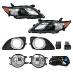 Headlights Black Fog Lights+Switch Kit For 10-11 Toyota Camry SE Left+Right Side