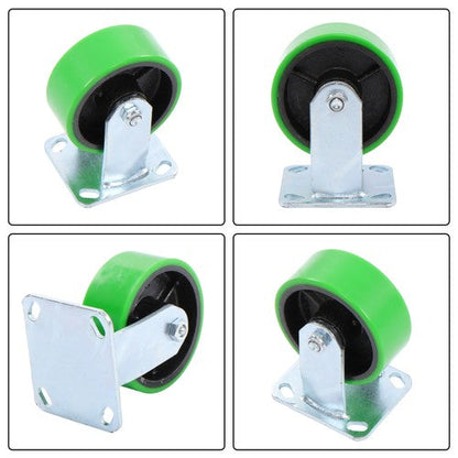 Polyurethane 1000Lbs 5"×2" Caster Wheels Green Straight Wheels Heavy Duty