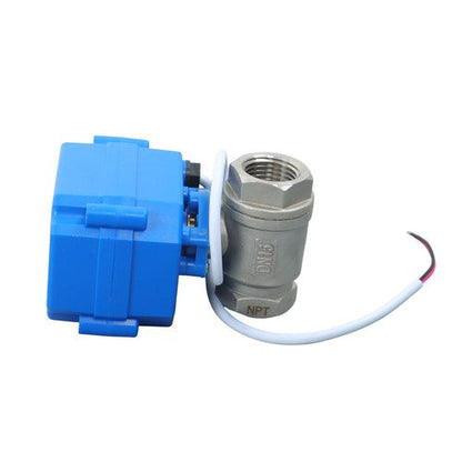 Solid Motorized Ball Valve 1/2in Full Port SS 9-24V AC/DC NC Auto Return