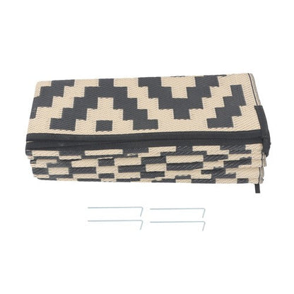 10x14 ft Waterproof Outdoor Rug Outdoor Plastic Straw Rug Carpet Black & Beige