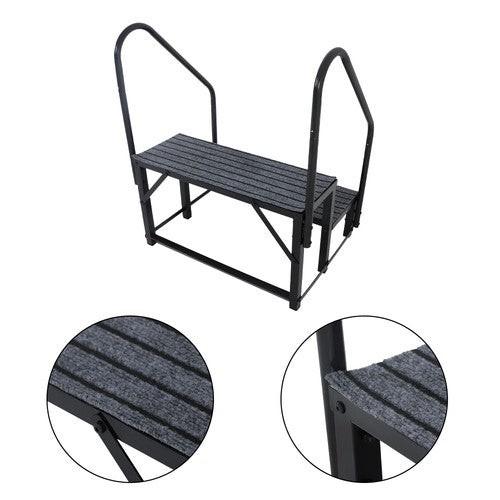 660lbs 2 Step RV Stairs Load Capacity Step Ladder Outdoor RV Steps (w/ Handrail)