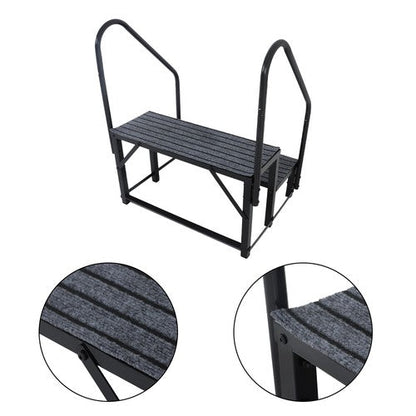 660lbs 2 Step RV Stairs Load Capacity Step Ladder Outdoor RV Steps (w/ Handrail)