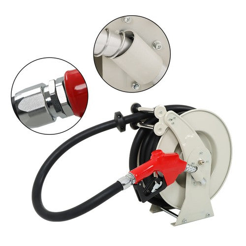 1" x 33' Retractable Swivel Rewind W/Auto Fueling Gun Diesel Hose Reel For Truck