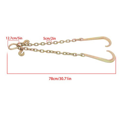 3/8in*2ft G80 Chain Double Limb Hook Chain Working Load 7100lbs 15IN J Hooks