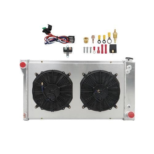 CC369 For Chevy C10/20/30 Pickup Suburban 1967 1968-72 4 Row Radiator+Fan Shroud