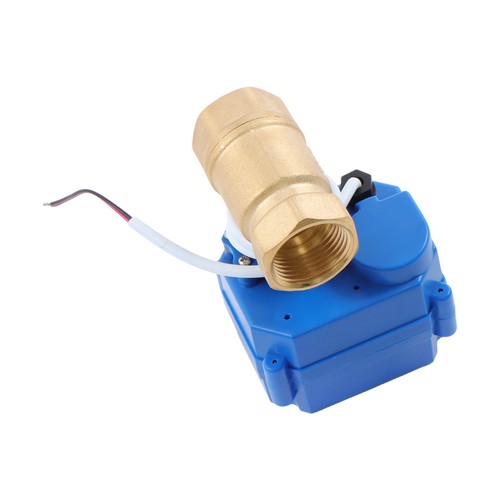 Solid Motorized Ball Valve 3/4in Standard Port Brass 9-24V NC Auto Return
