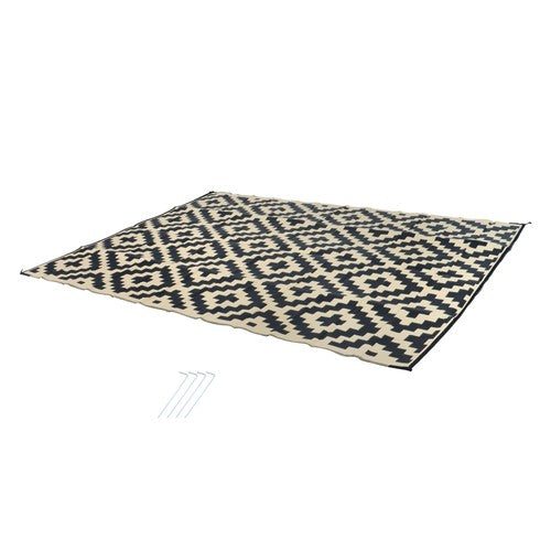9x12ft Outdoor Plastic Straw Rug For Camping Outdoor Carpet RV Mat Black & Beige