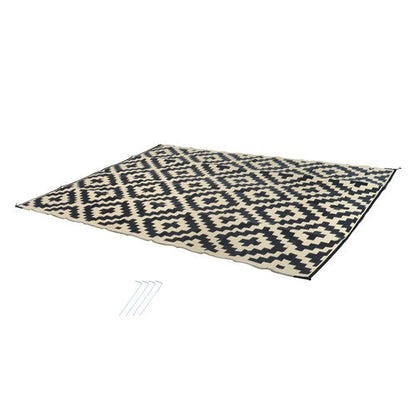 9x12ft Outdoor Plastic Straw Rug For Camping Outdoor Carpet RV Mat Black & Beige