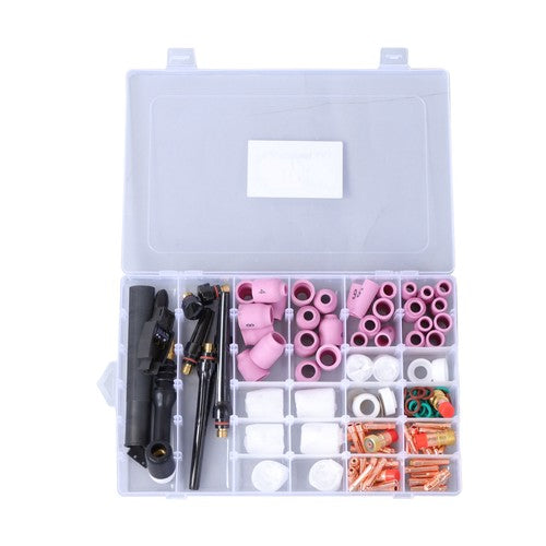 TIG Welding Torch Kit - Alumina Nozzle, Collets, Stubby Gas Lens 123 Pcs