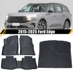Black For Ford Edge All Weather 2015-2025  Full Set Floor Mats with Cargo Liner