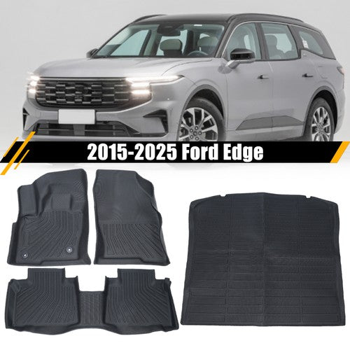 Black For Ford Edge All Weather 2015-2025  Full Set Floor Mats with Cargo Liner
