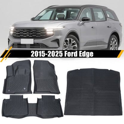 Black For Ford Edge All Weather 2015-2025  Full Set Floor Mats with Cargo Liner