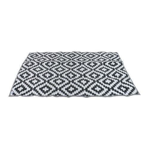 Waterproof Outdoor Carpet Black & White 4x6FT Plastic Straw Rug For Camping