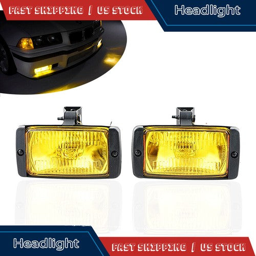Universal 12V Front Quartz Yellow lens Halogen Fog Lights Lamp Car Van 3x6��� Pair