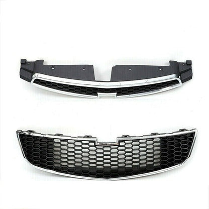 Front Upper Lower Grille Grill Black Plastic Trim For Chevrolet Cruze 2011-2014