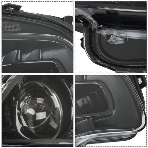 Left + Right Side Front Headlights Headlamps For Jeep Cherokee 2014-2018 Clear