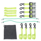 4-Pack 1.6"x8' Green Ratchet Straps Kit 5,208lb Break Strength w/ Safety S Hooks